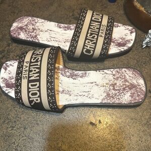 Dior Beige and Black Dway Slides